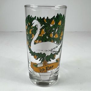 Vintage 12 Days of Christmas 7th Day 7 Swans A-Swimming Glass Tumbler